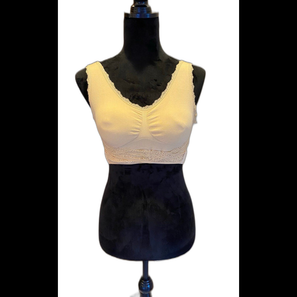Crisscross‎ Bralette with Front Straps to “Lift” size ? Large Beige Yellow